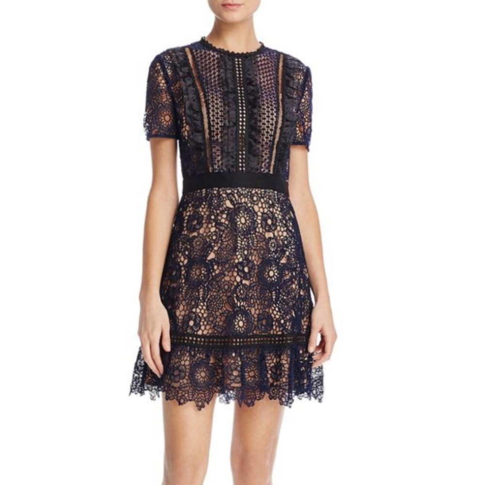 Design Lab navy blue crochet dress